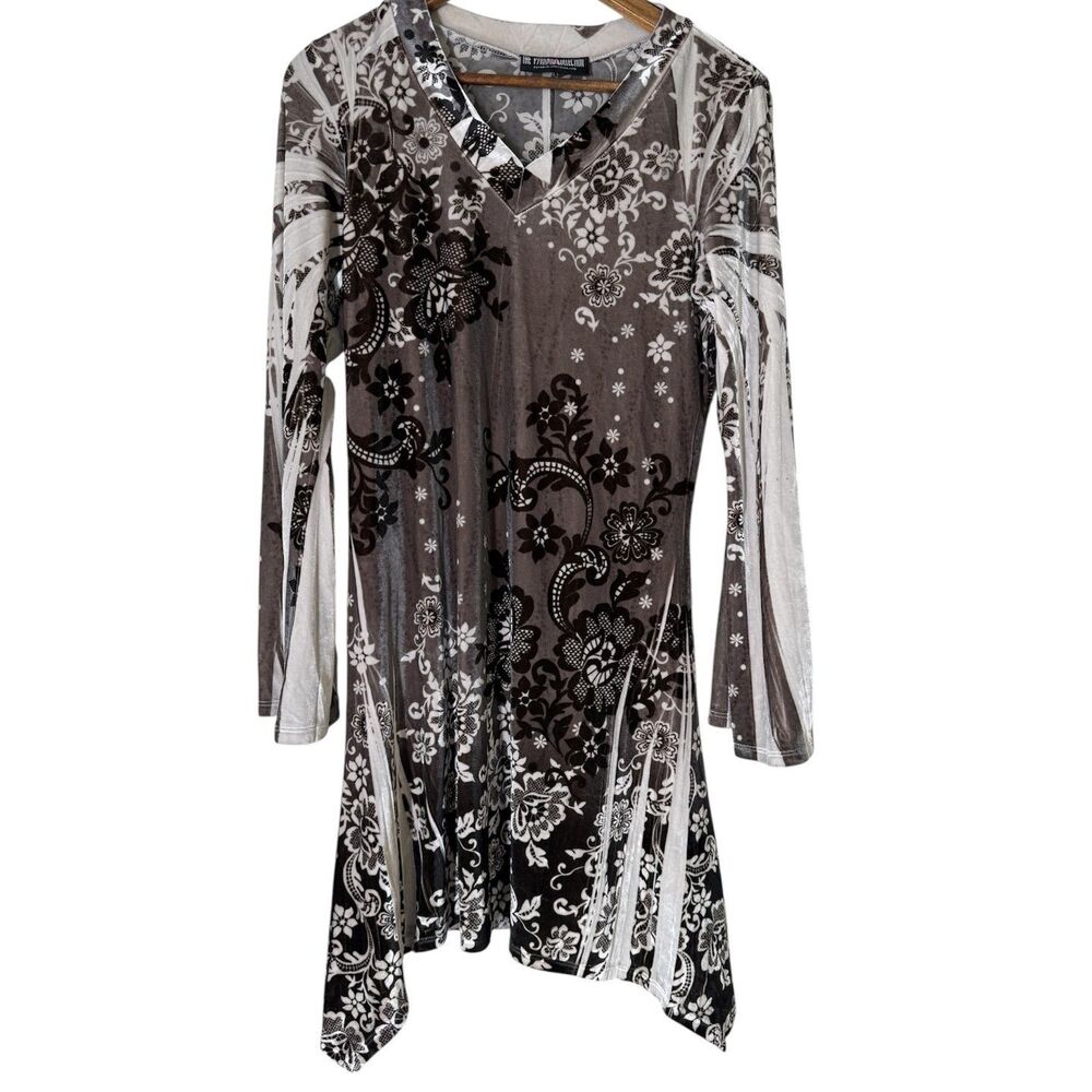 Y2k The Pyramid Collection Asymmetrical Velvet Dress Sz S Fairy Grunge Boho